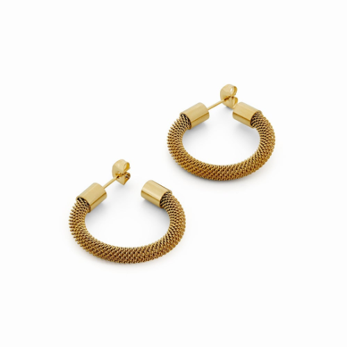Pendientes de Aro de Malla Chapados en Oro de 18K