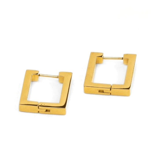 Pendientes Cuadrados Chapados en Oro de 18K