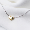 Collar Corazón Dorado y Cadena en Plata
