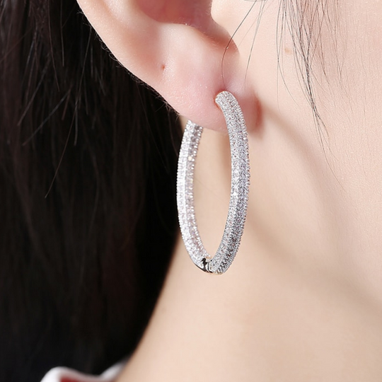 Pendientes de Aro Cravejados Chapados en Oro de 18K