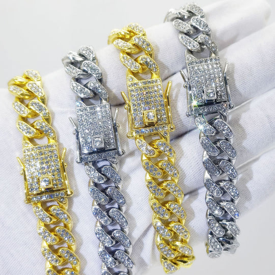 Pulsera Cubana con Incrustaciones de Circonita