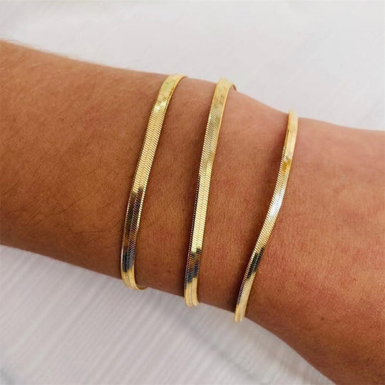 Pulsera Serpiente Chapada en Oro de 18K