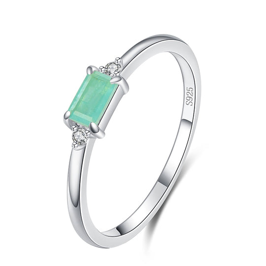Anillo Solitario con Piedra Turmalina Paraíba en Plata